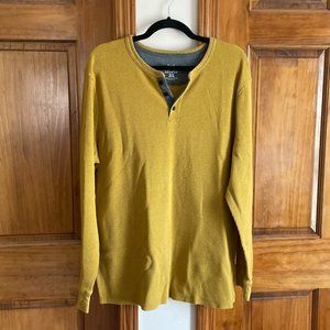 Yellow Waffle Knit Long Sleeved Henley Sweatshirt George Size XL